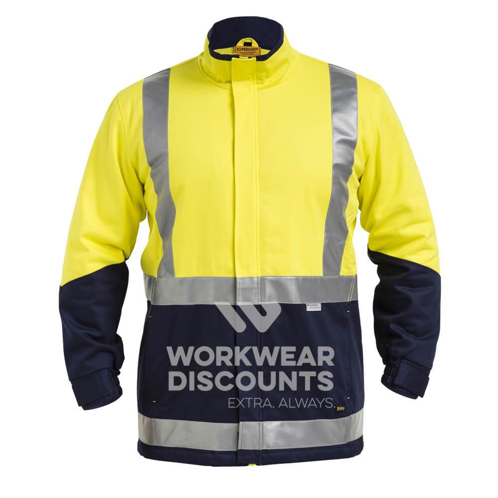 Bisley BJ6970T Hi-Vis Taped 3 in 1 Cotton Drill Jacket Yellow