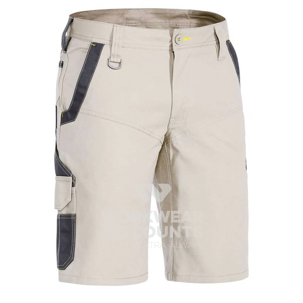 Bisley BSHC1130 Flex and Move Stretch Cargo Shorts Stone Front