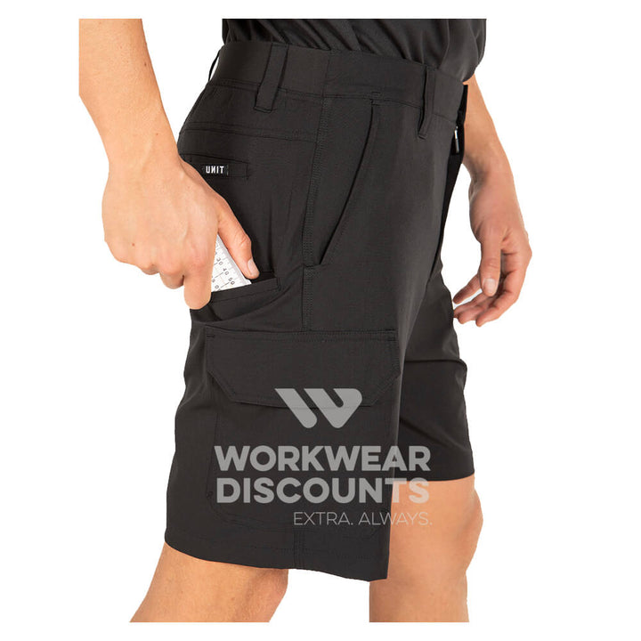 Unit Demolition Flexlite Mens Cargo Shorts Black Side