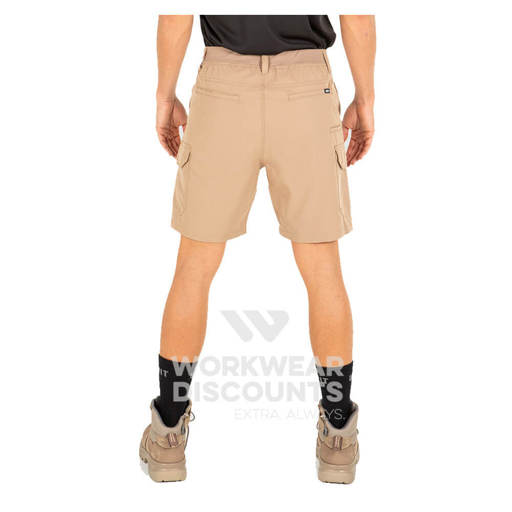 Unit Demolition Flexlite Mens Cargo Shorts Khaki Back