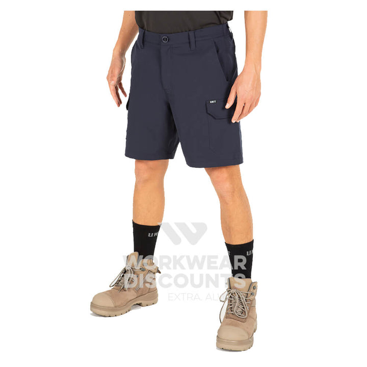 Unit Demolition Flexlite Mens Cargo Shorts Navy Front