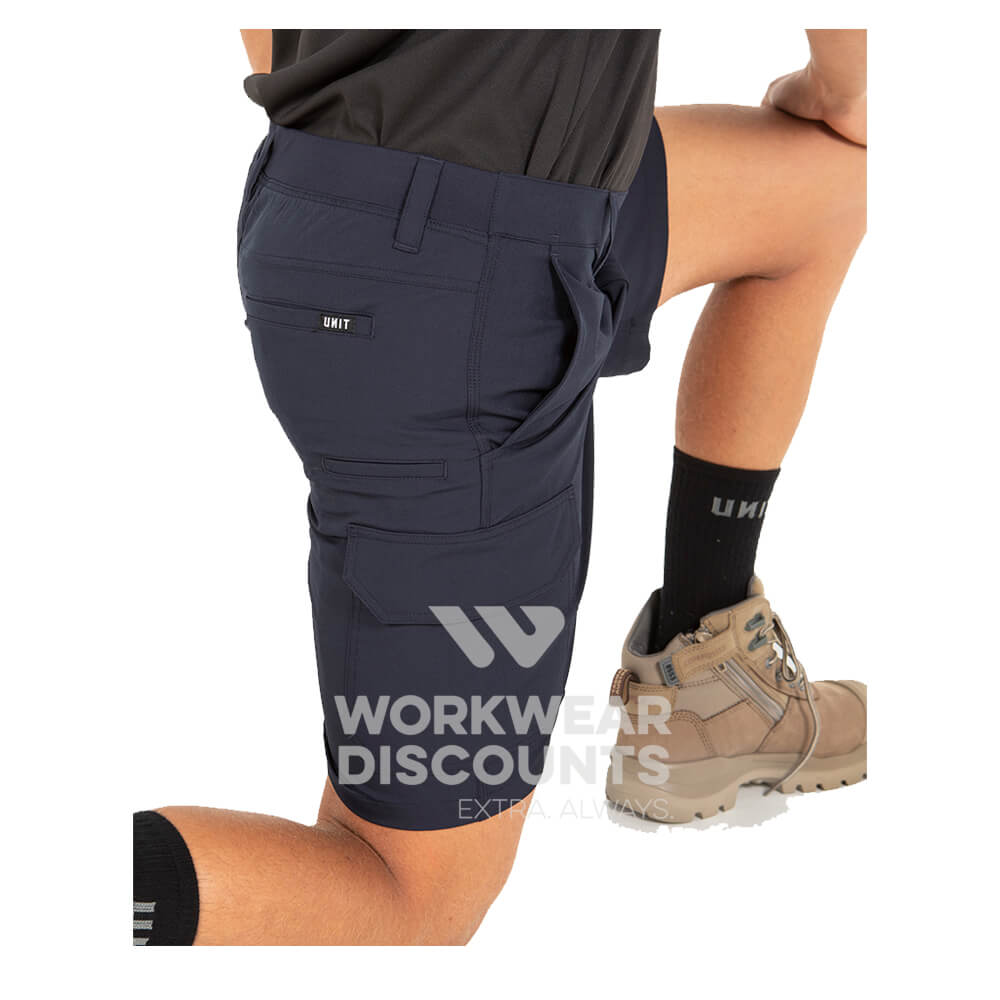 Unit Demolition Flexlite Mens Cargo Shorts Navy Stretch