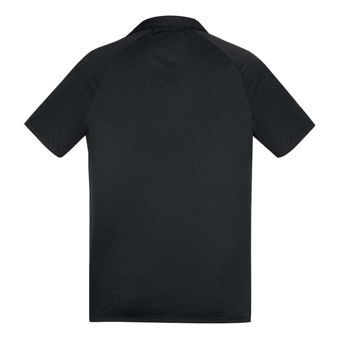 Biz Collection P012MS Mens Academy Short Sleeve Polo Black/White Back View