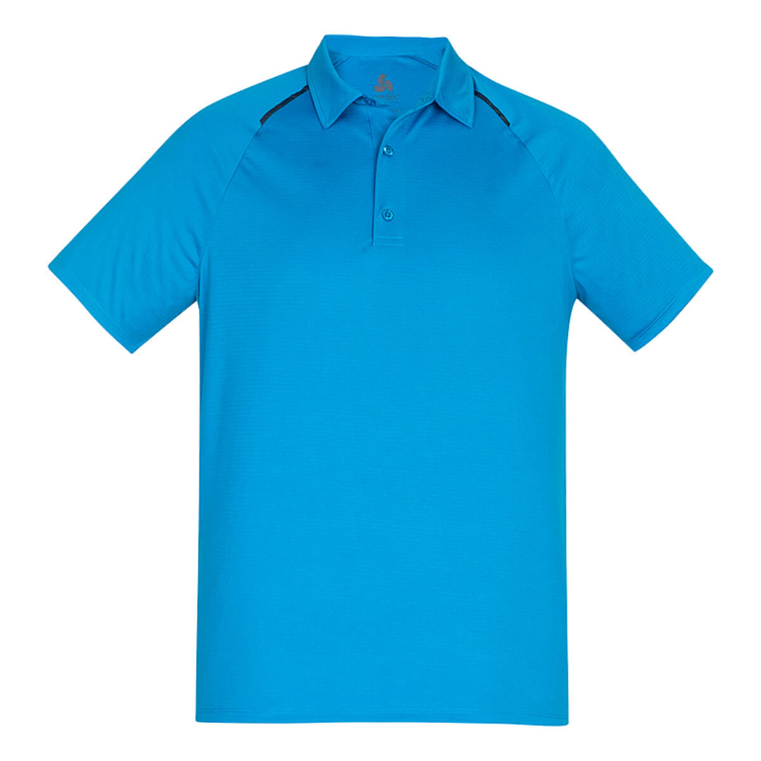 Biz Collection P012MS Mens Academy Short Sleeve Polo Cyan/Navy Front View