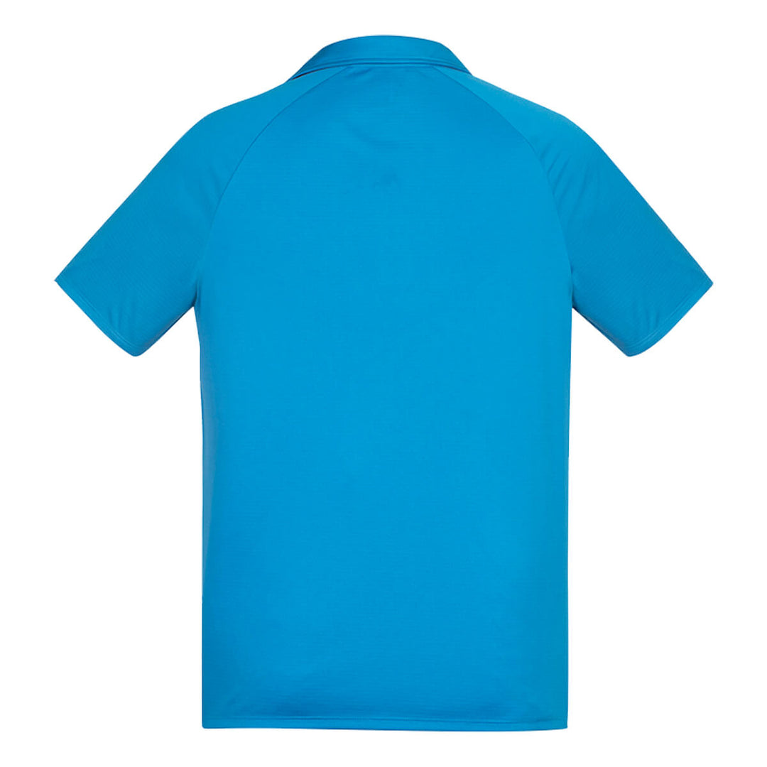 Biz Collection P012MS Mens Academy Short Sleeve Polo Cyan/Navy Back View