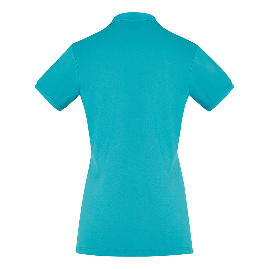 Biz Collection P105LS Womens City Short Sleeve Polo Teal Back View