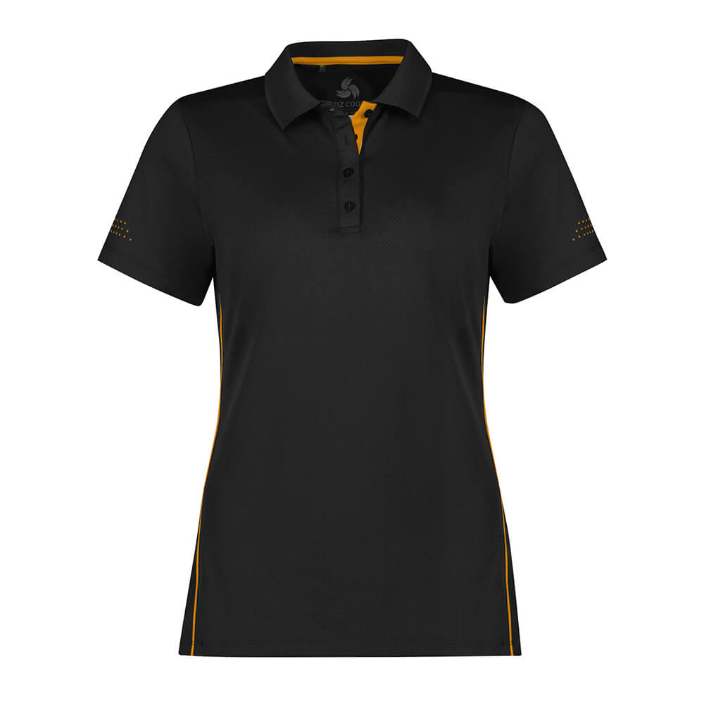 Biz Collection P200LS Womens Balance Short Sleeve Polo Black/Gold