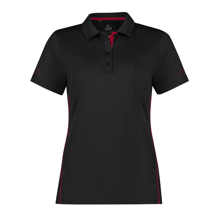 Biz Collection P200LS Womens Balance Short Sleeve Polo - Monochrome Black Red Front
