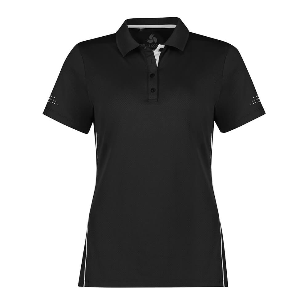 Biz Collection P200LS Womens Balance Short Sleeve Polo - Black/White