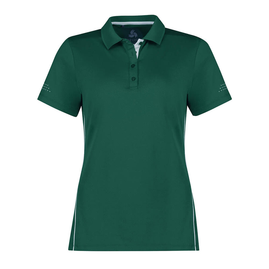 Biz Collection P200LS Womens Balance Short Sleeve Polo - Colour Forest/White Front