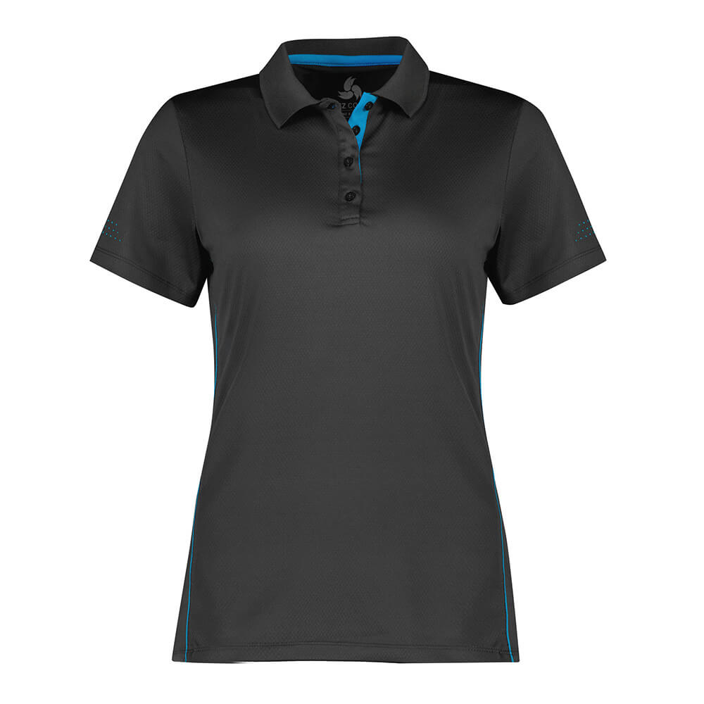 Biz Collection P200LS Womens Balance Short Sleeve Polo - Grey/Cyan