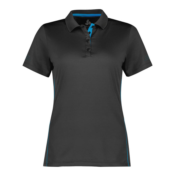 Biz Collection P200LS Womens Balance Short Sleeve Polo - Grey/Cyan