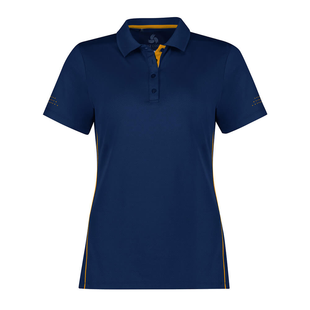 Biz Collection P200LS Womens Balance Short Sleeve Polo - Colour Navy Gold Front