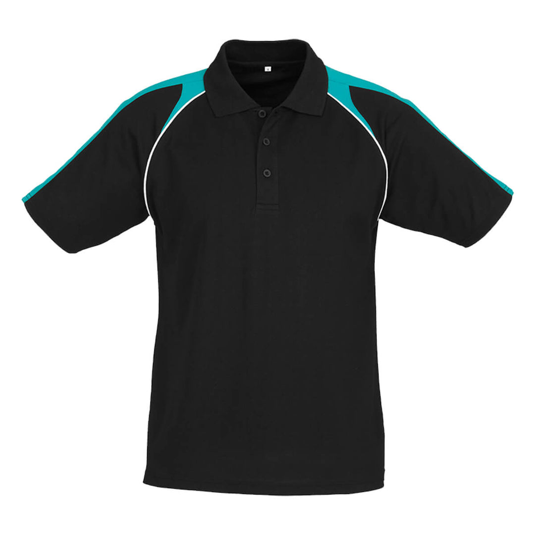 Biz Collection P225MS Mens Triton Short Sleeve Polo Black/Teal/White