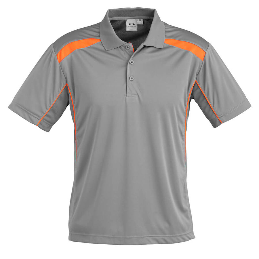 Biz Collection P244MS Mens United Polo Short Sleeve Ash/Fluoro Orange Front