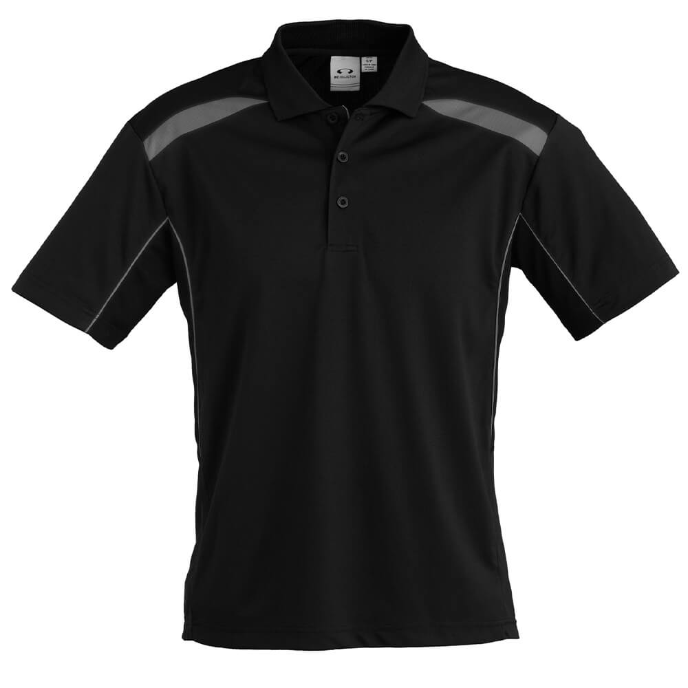 Biz Collection P244MS Mens United Polo Short Sleeve Black/Ash
