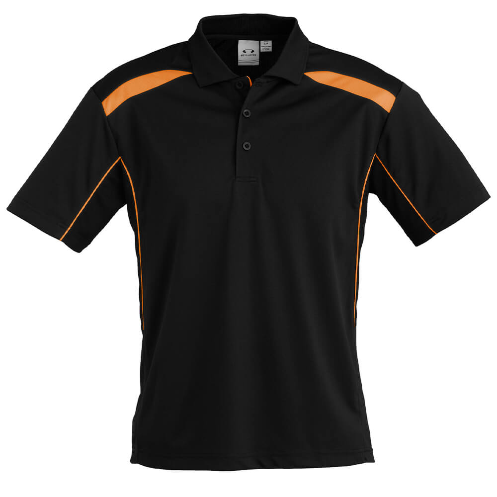 Biz Collection P244MS Mens United Polo Short Sleeve Black/Orange