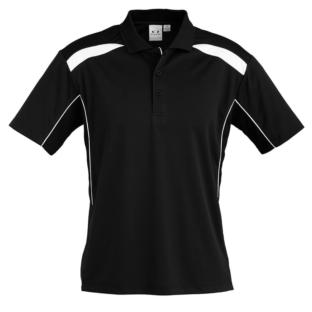 Biz Collection P244MS Mens United Polo Short Sleeve Black/White