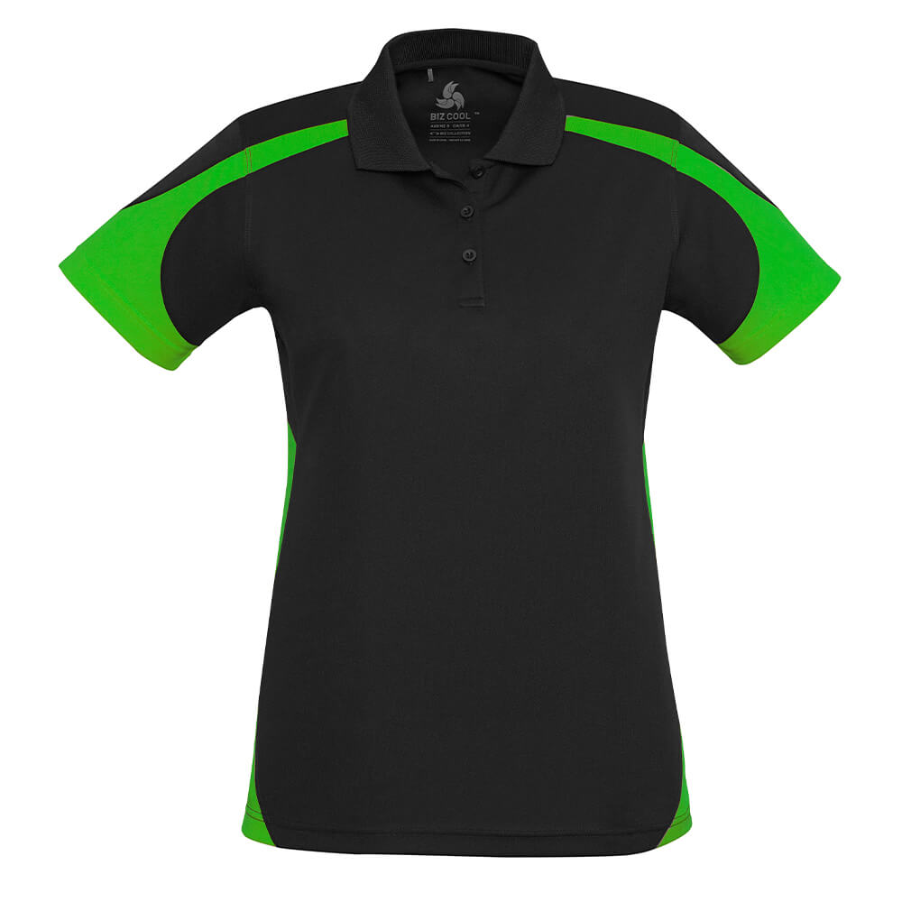 Biz Collection P401LS Womens Talon Short Sleeve Polo Black/Green