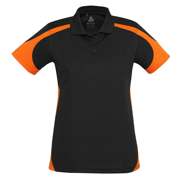 Biz Collection P401LS Womens Talon Short Sleeve Polo Black/Orange