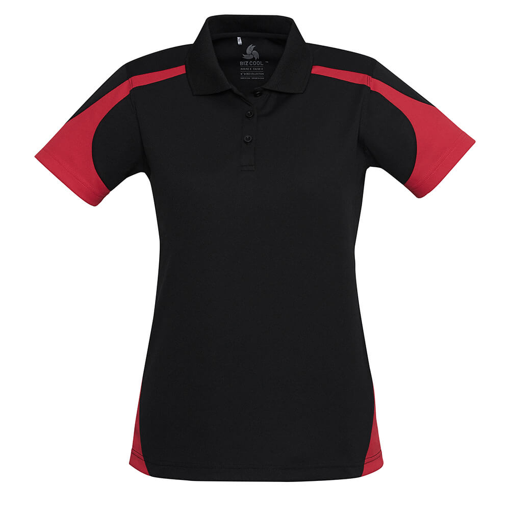 Biz Collection P401LS Womens Talon Short Sleeve Polo Black/Red