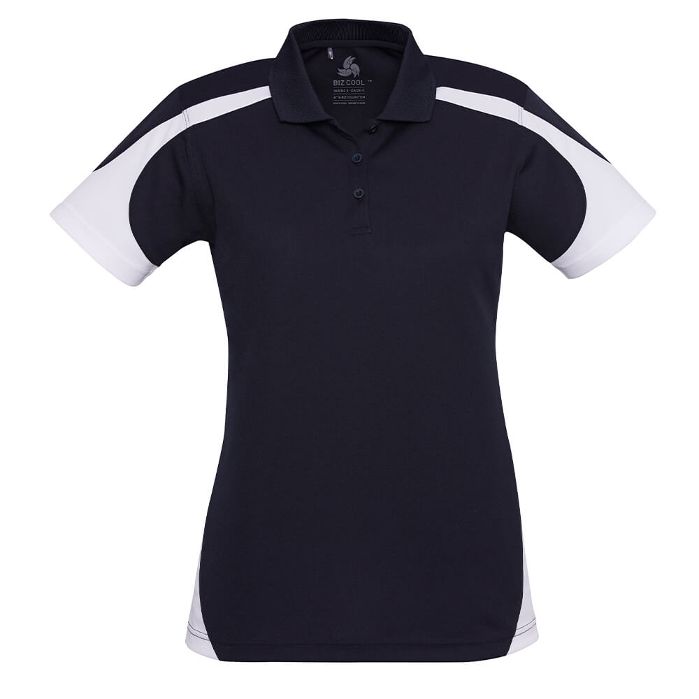 Biz Collection P401LS Womens Talon Short Sleeve Polo Navy/White