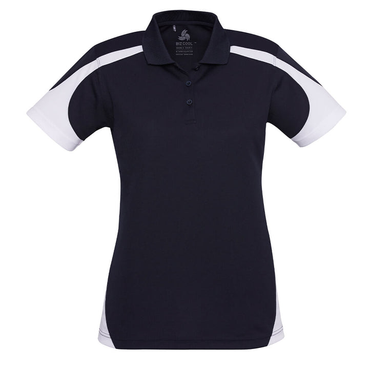 Biz Collection P401LS Womens Talon Short Sleeve Polo Navy/White
