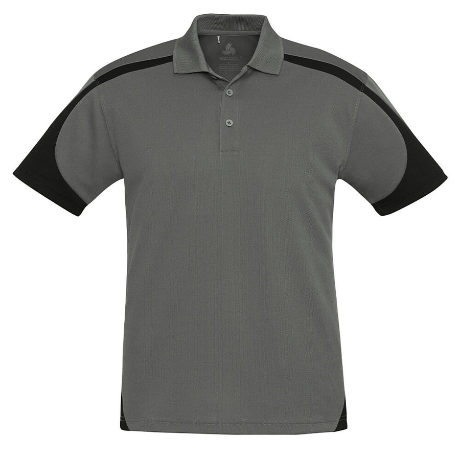 Biz Collection P401MS Mens Talon Short Sleeve Polo Ash/Black Front
