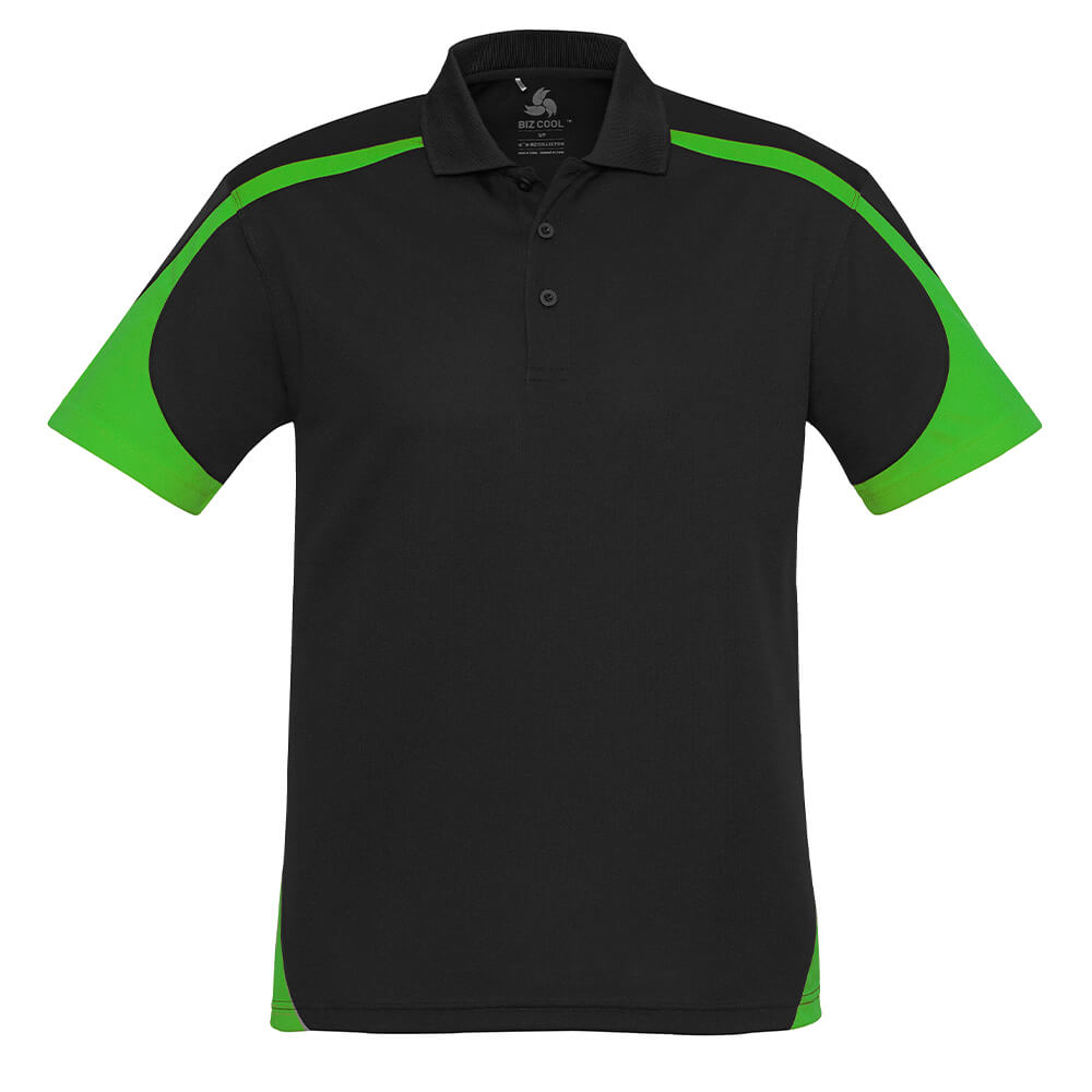 Biz Collection P401MS Mens Talon Short Sleeve Polo Black/Green