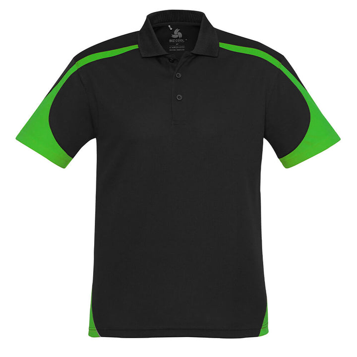 Biz Collection P401MS Mens Talon Short Sleeve Polo Black/Green
