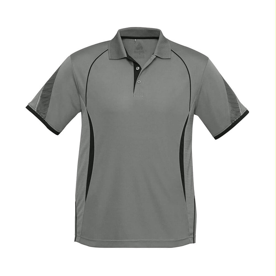 Biz Collection P405KS Kids Razor Short Sleeve Polo Ash/Black Front
