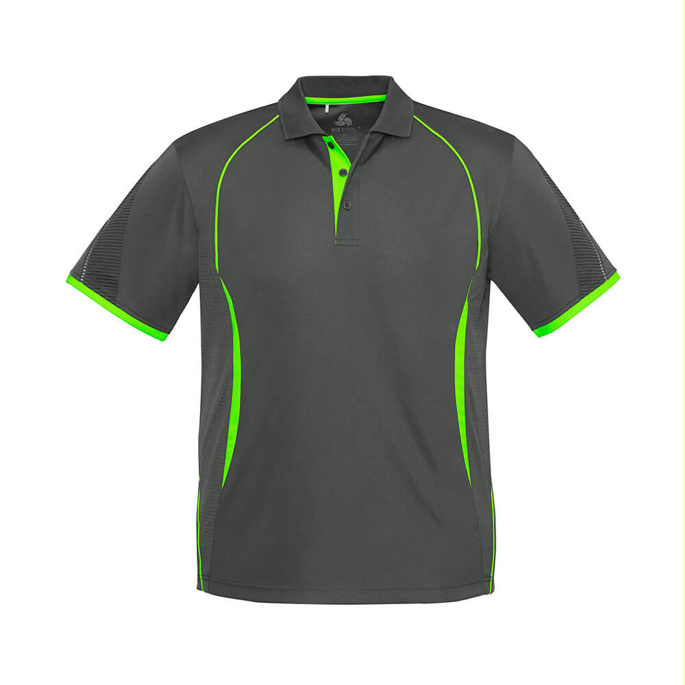 Biz Collection P405KS Kids Razor Short Sleeve Polo Grey/Fluoro Lime