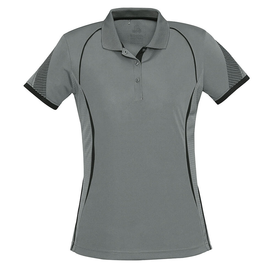 Biz Collection P405LS Ladies Razor Polo Ash/Black Front