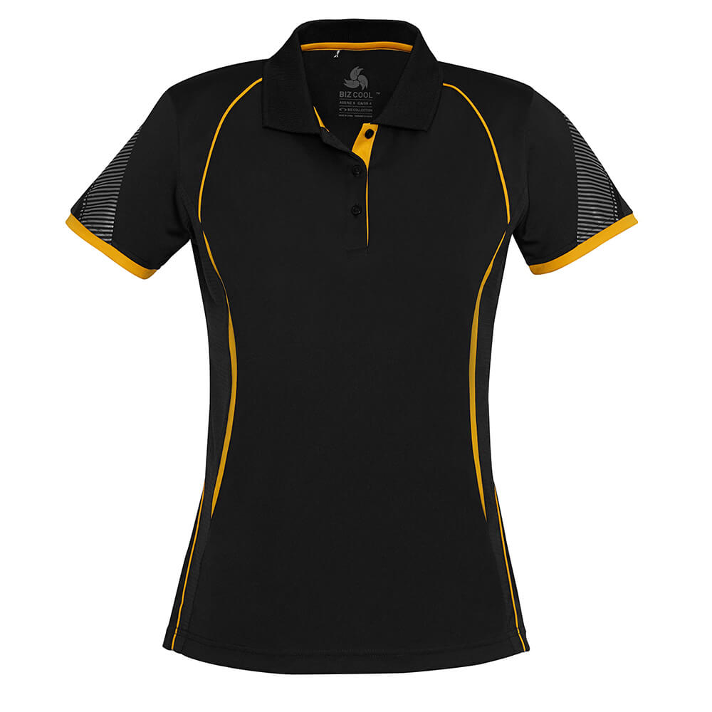 Biz Collection P405LS Womens Razor Polo Black/Gold