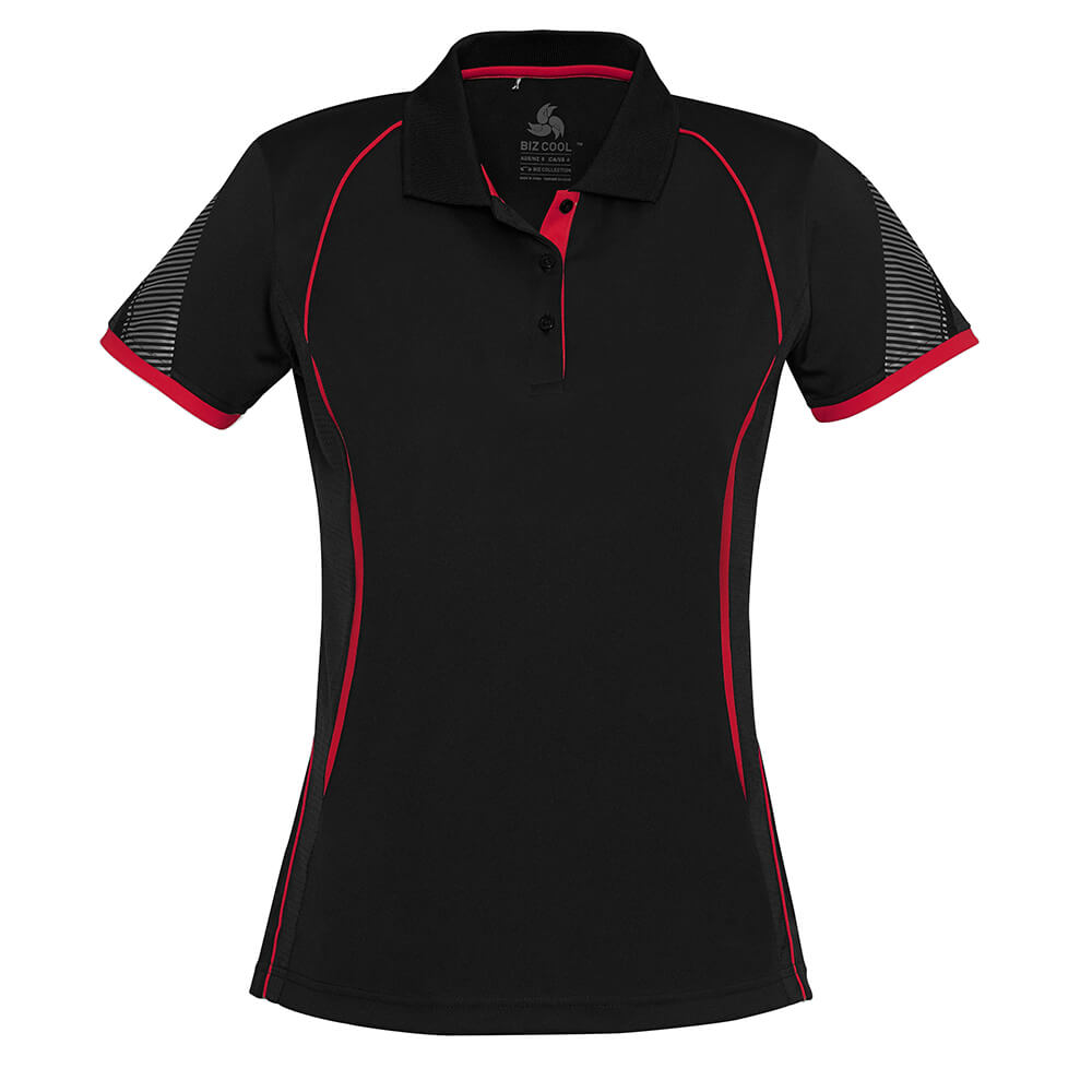 Biz Collection P405LS Womens Razor Polo Black/Red