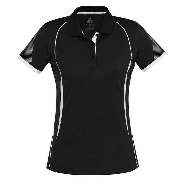 Biz Collection P405LS Womens Razor Polo Black/White