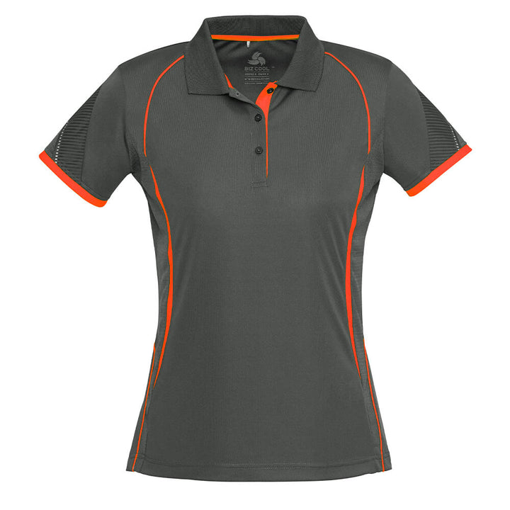 Biz Collection P405LS Womens Razor Polo Grey/Fluoro Orange