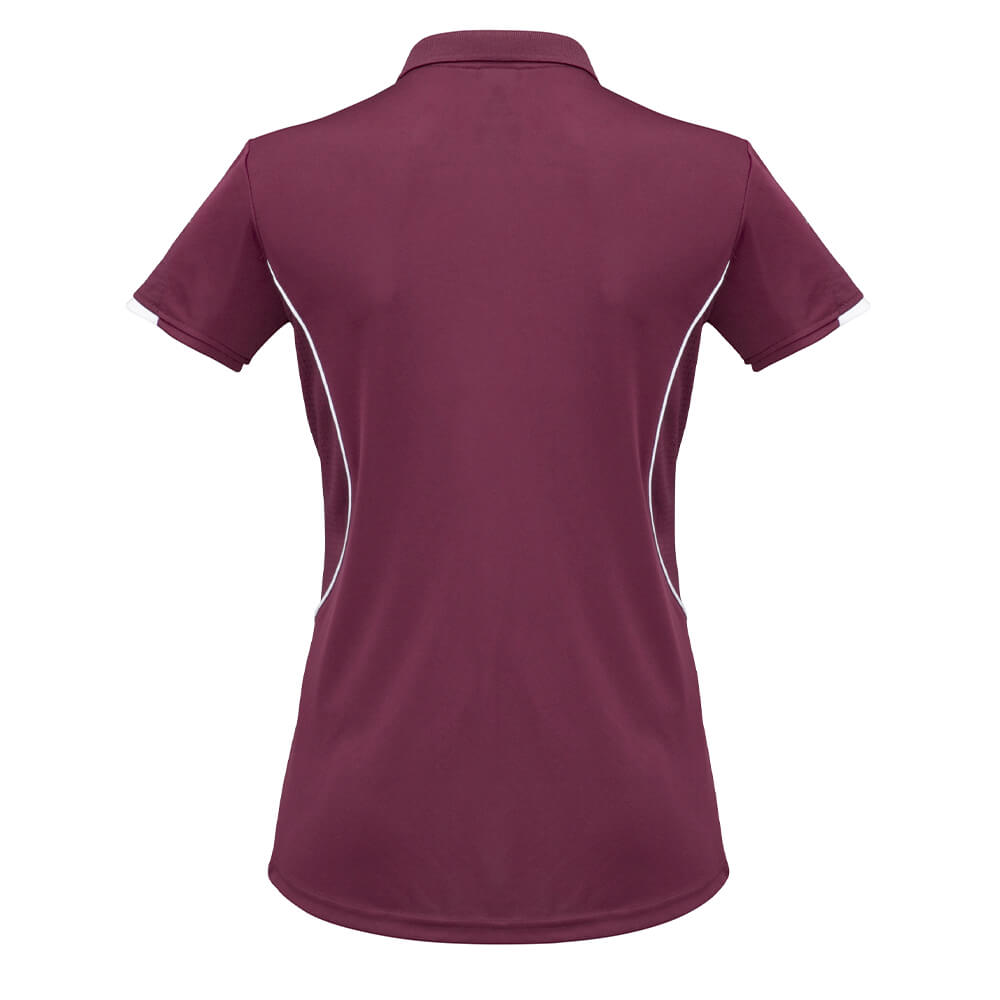 Biz Collection P405LS Womens Razor Polo Maroon/White
