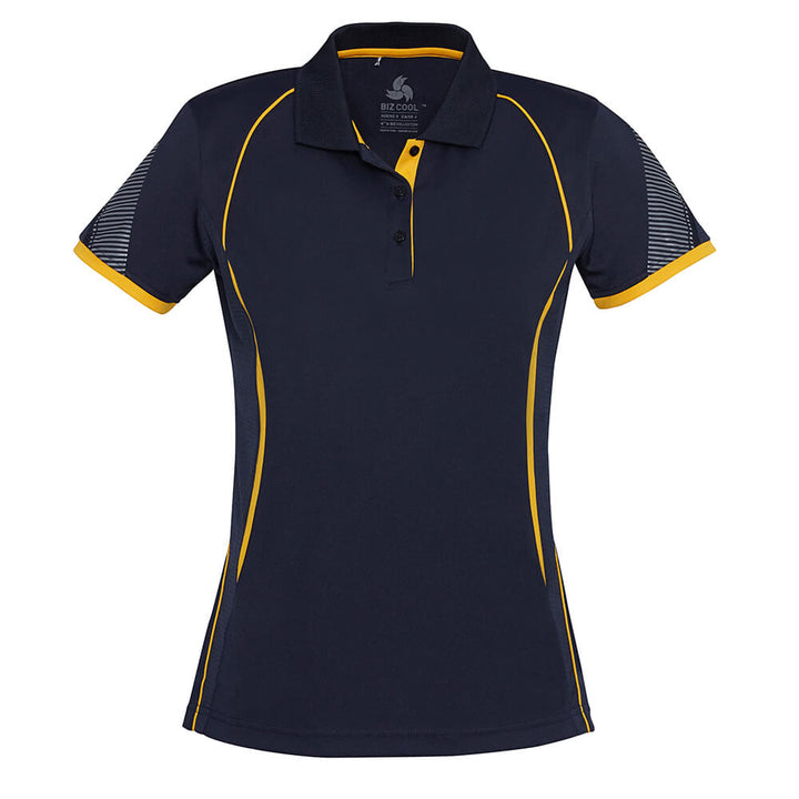 Biz Collection P405LS Womens Razor Polo Navy/Gold