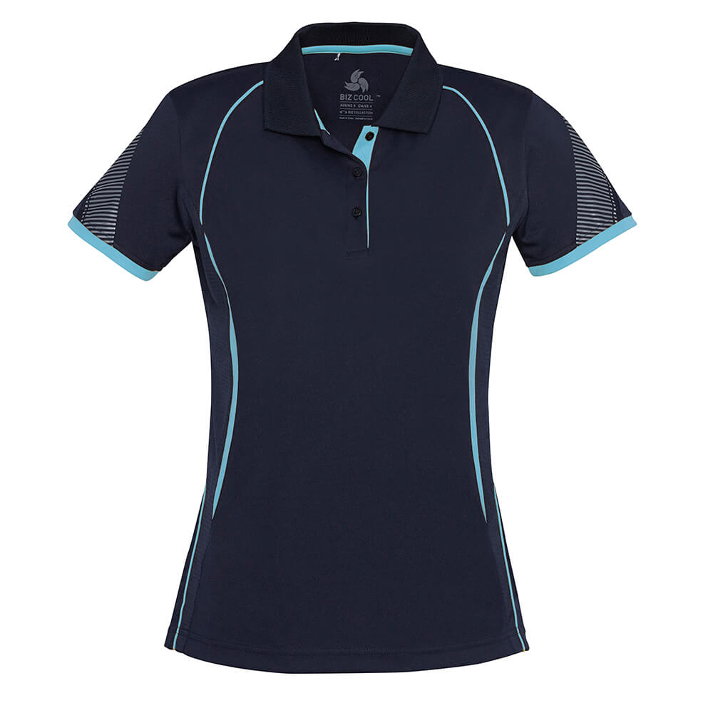 Biz Collection P405LS Womens Razor Polo Navy/Sky