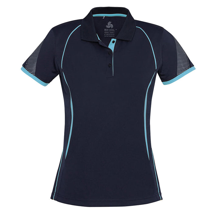 Biz Collection P405LS Womens Razor Polo Navy/Sky