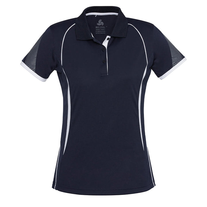 Biz Collection P405LS Womens Razor Polo Navy/White
