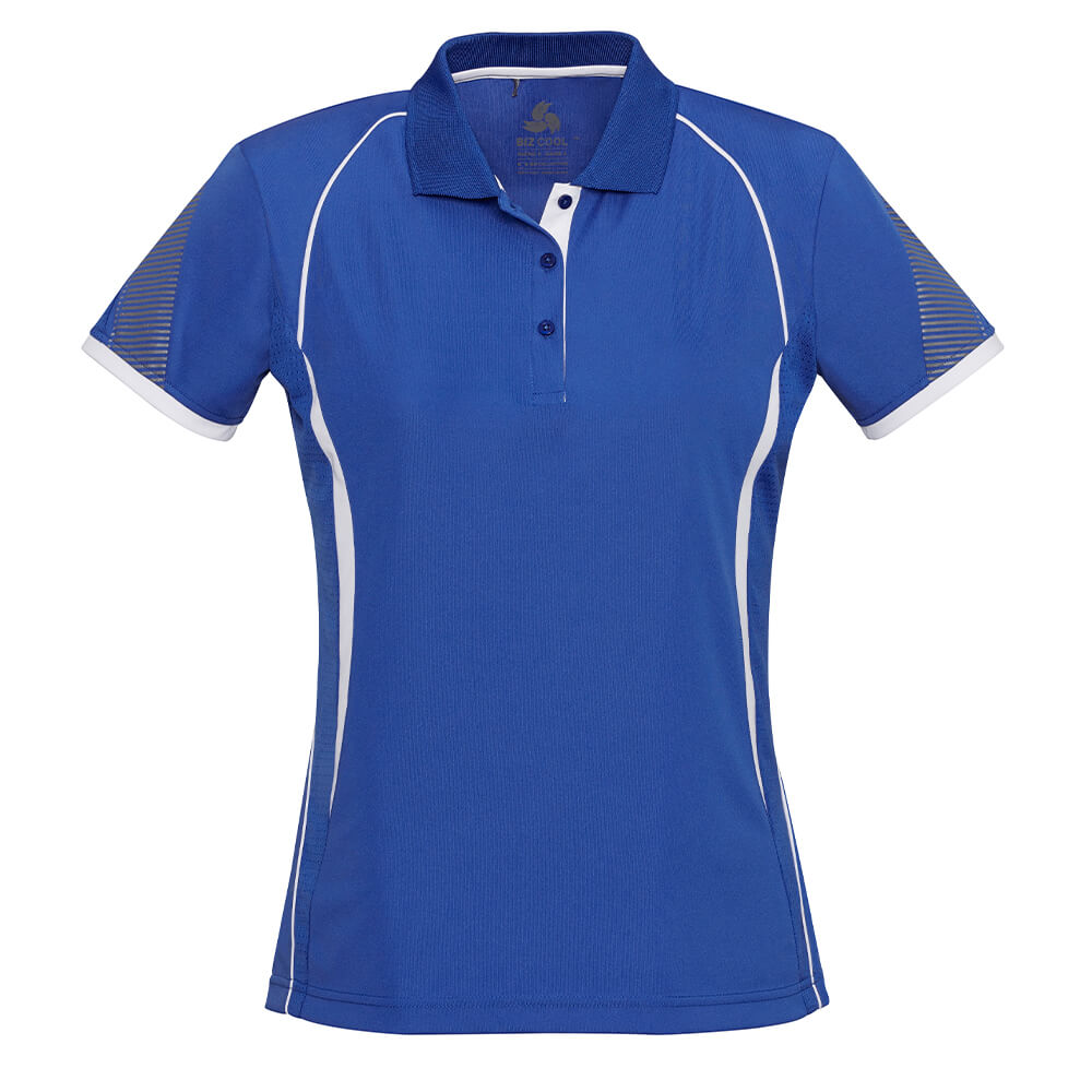 Biz Collection P405LS Womens Razor Polo Royal/White