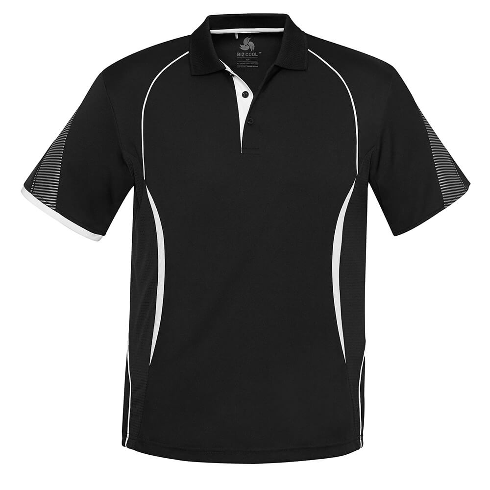 Biz Collection P405MS Mens Razor Polo Black/White