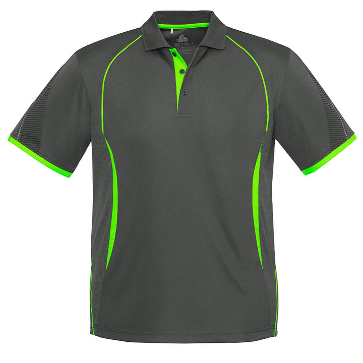 Biz Collection P405MS Mens Razor Polo Grey/Fluoro Lime