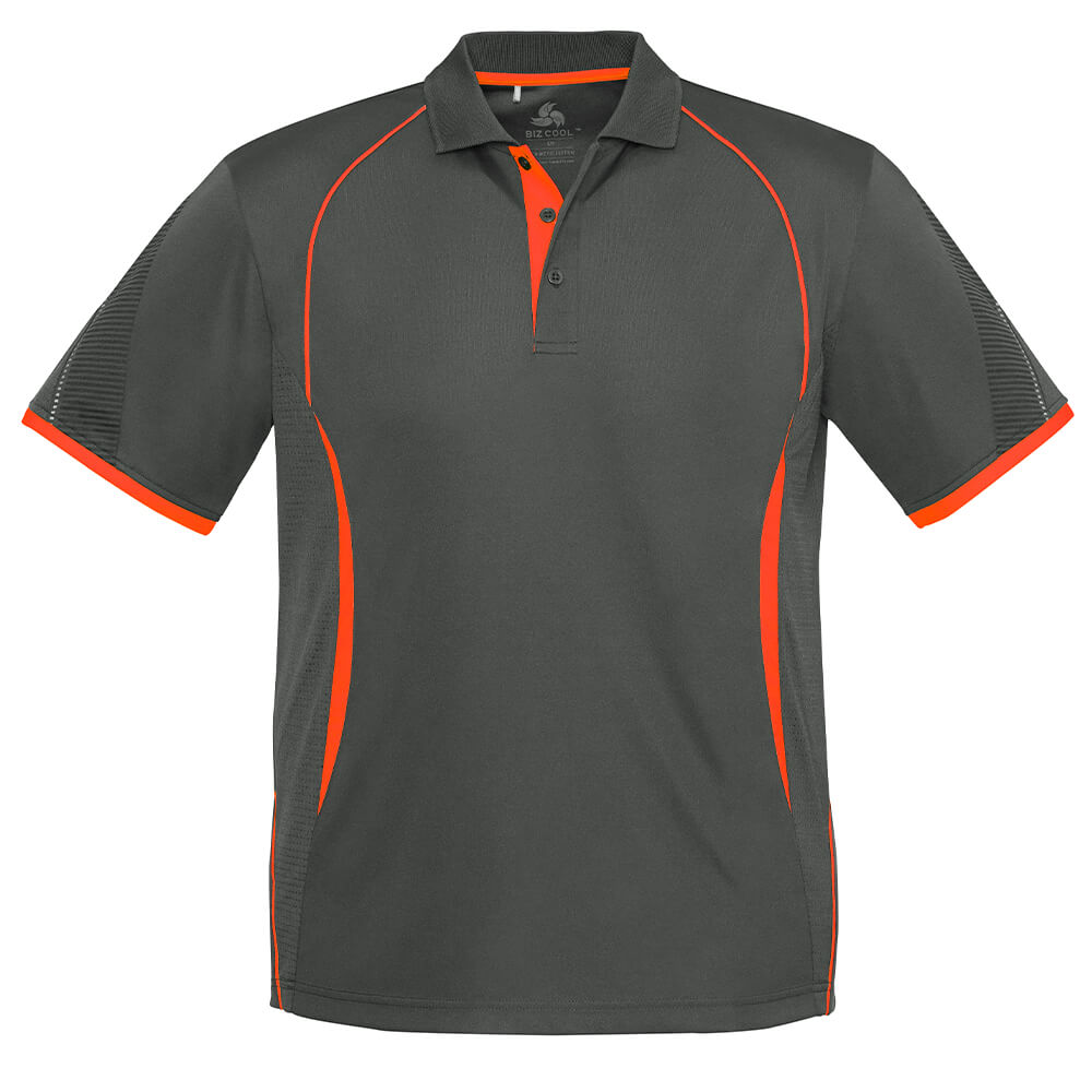 Biz Collection P405MS Mens Razor Polo Grey/Fluoro Orange