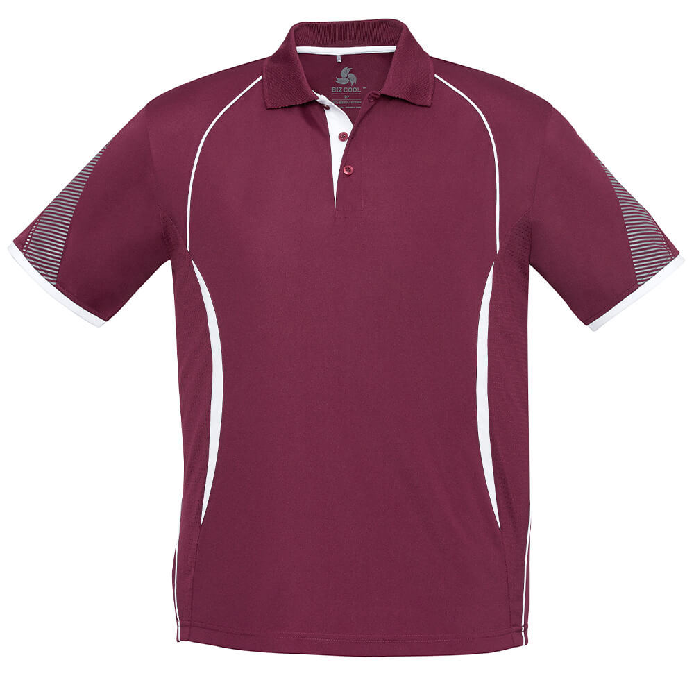 Biz Collection P405MS Mens Razor Polo Maroon/White