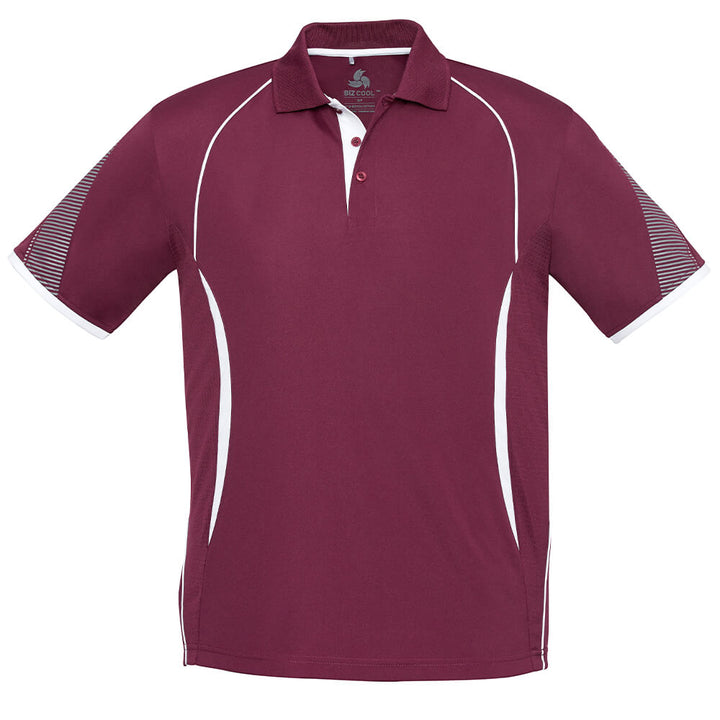 Biz Collection P405MS Mens Razor Polo Maroon/White