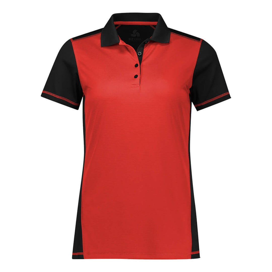 Biz Collection P419LS Womens Dart Short Sleeve Polo Black/Red