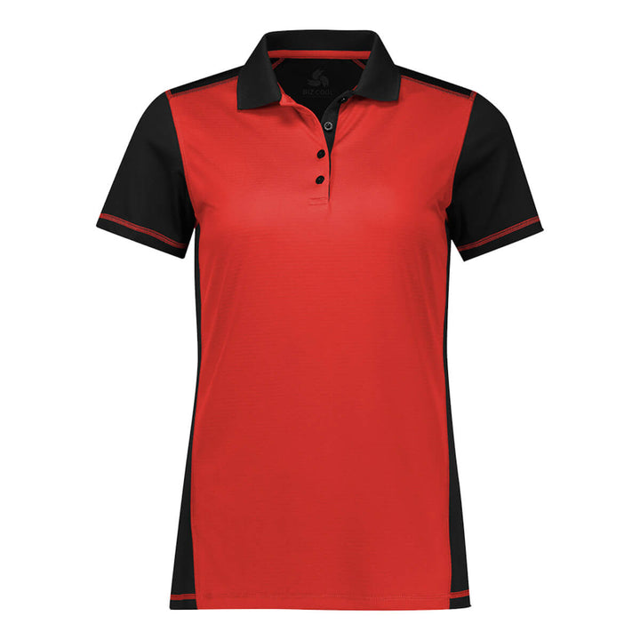 Biz Collection P419LS Womens Dart Short Sleeve Polo Black/Red
